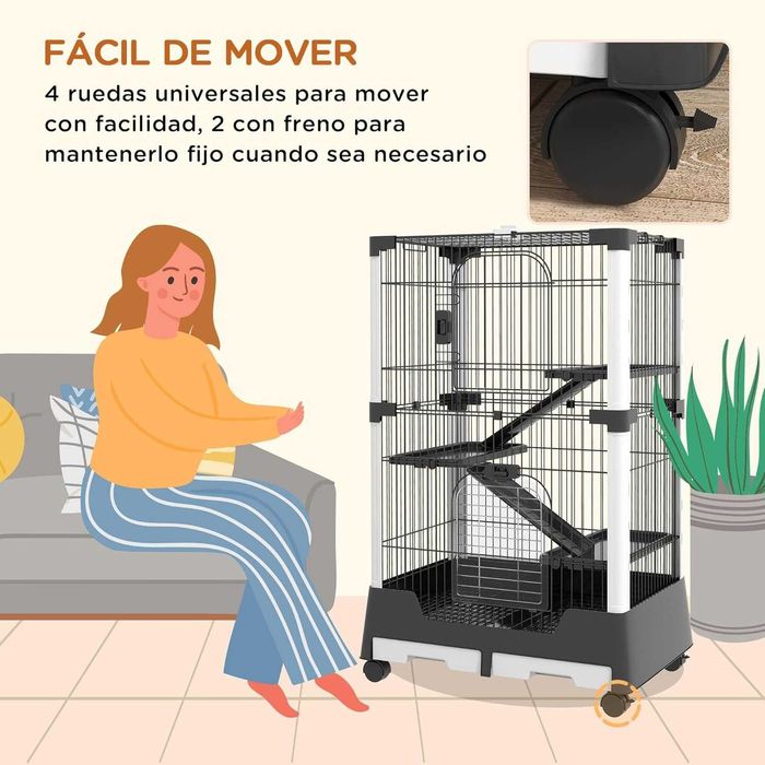 PORTES GRÁTIS - Gaiola para Roedores 114x75x50cm, Furão, Coelho