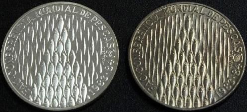 250$.. Moedas Comemorativas da Conferência Mundial de Pescas FAO PROOF