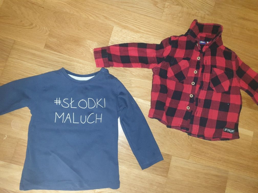 Koszula bluzka 80 zestaw krata