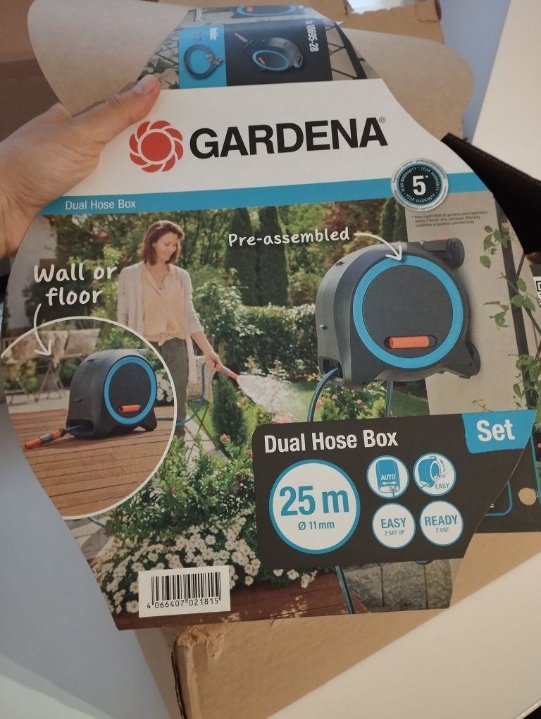 Bęben z wężem ogrodowym Gardena Dual Hose Box 25m