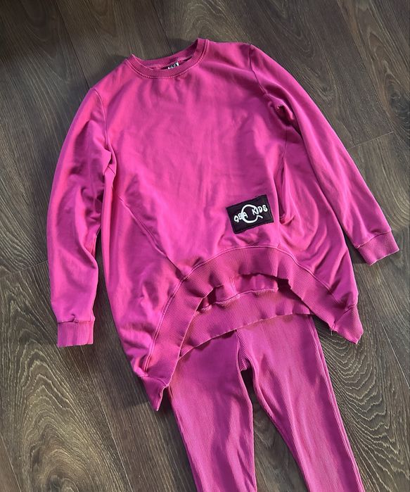 Różowy komplet dla dziewczynki dres Qba kids 152 zestaw bluza legginsy