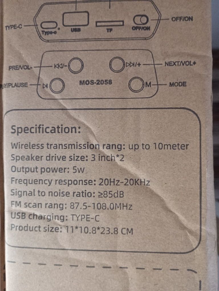Głośnik bluetooth MOS-2058