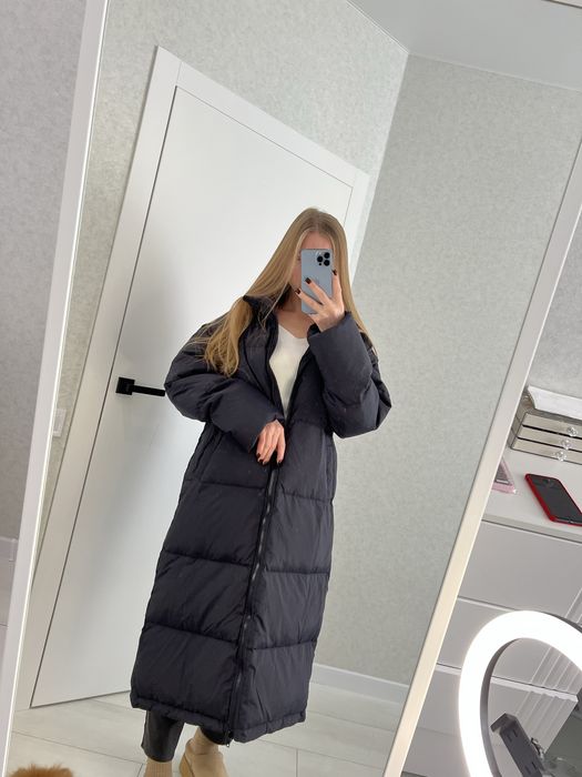 Пуховик ковдра довгий максі  натуральний пух пухове пальто парка