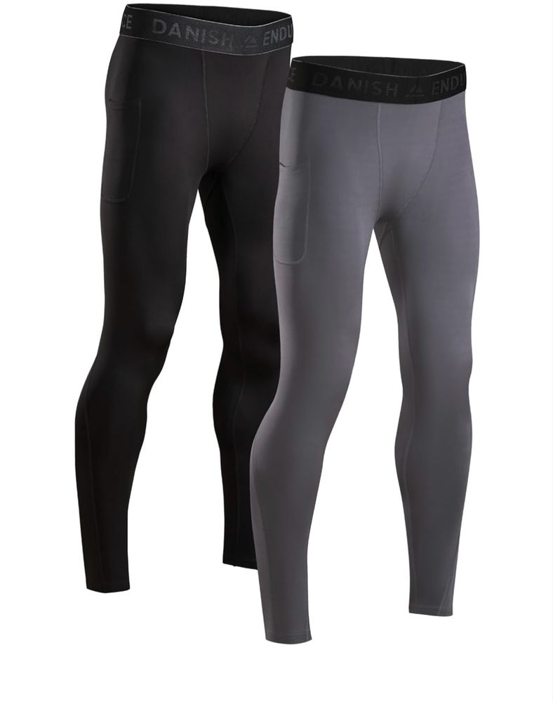 DANISH ENDURANCE 2 x męskie spodnie kompresyjne, termoaktywne, roz xl