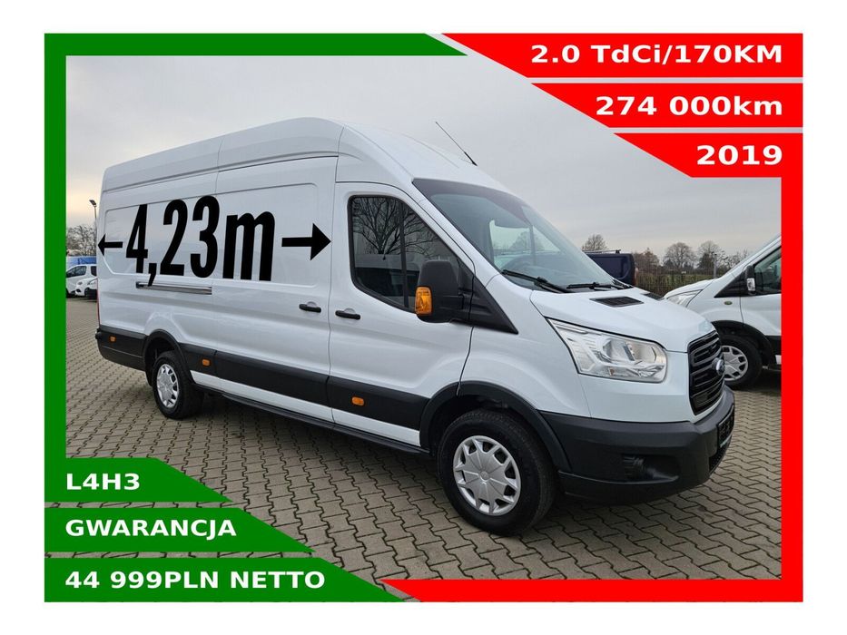 Ford transit L4H3 *44999zł NETTO* 2.0TdCi/170KM  Klimatyzacja, Tempomat,Grzane siedzenia, Czujniki parkowania, Kamera