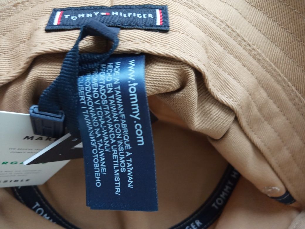 Nowy oryginalny kapelusz bucket hat beżowy logo Hilfiger