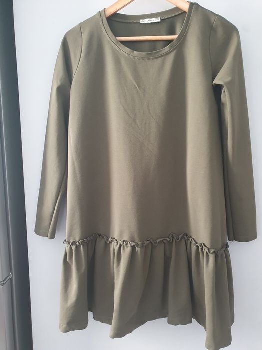 Sukienka dresowa rozkloszowana  khaki Selfieroom