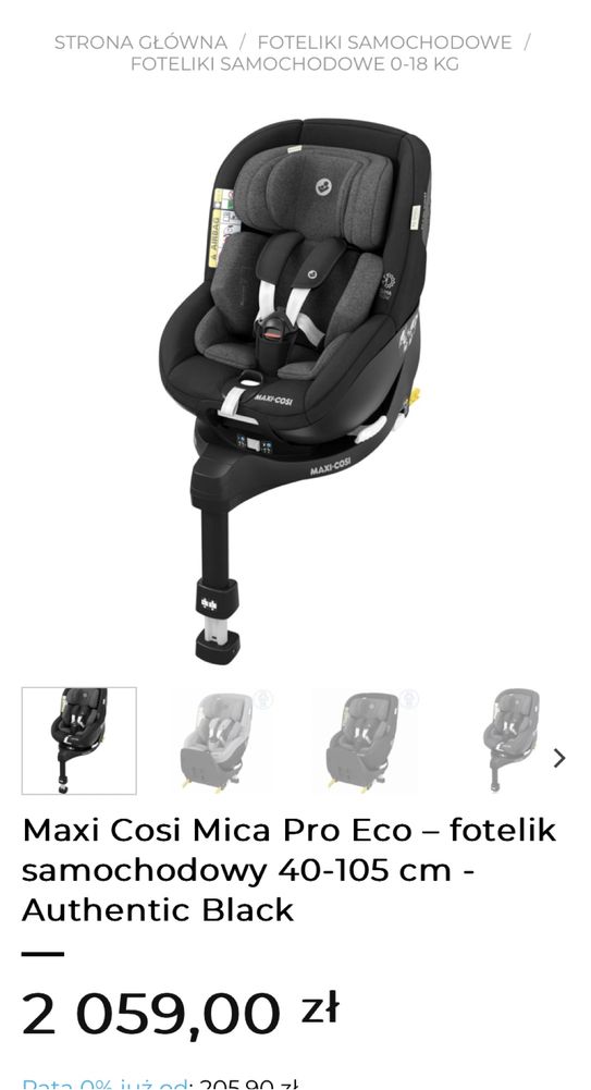 Maxi Cosi Mica 360 isofix JAK NOWY lusterko gratis