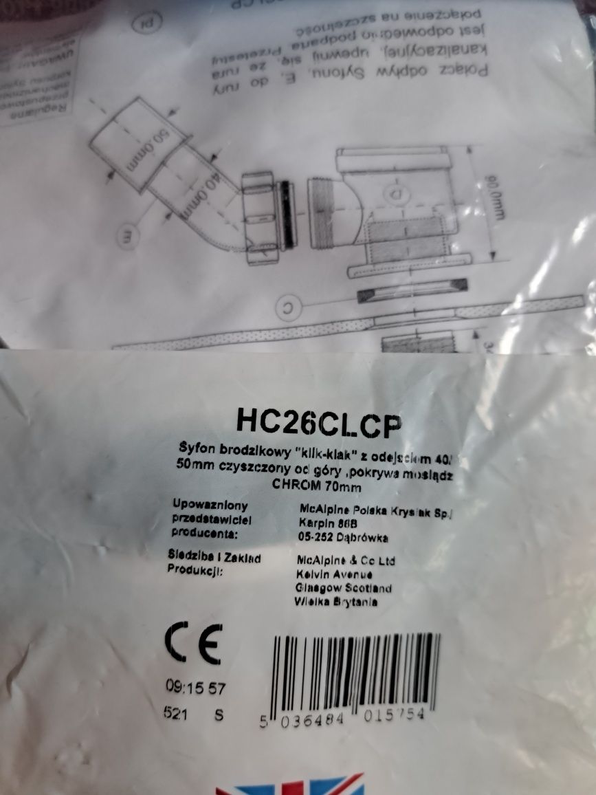 Syfon brodzikowy McAlpine  HC26CLCP
Kolor: Chrom