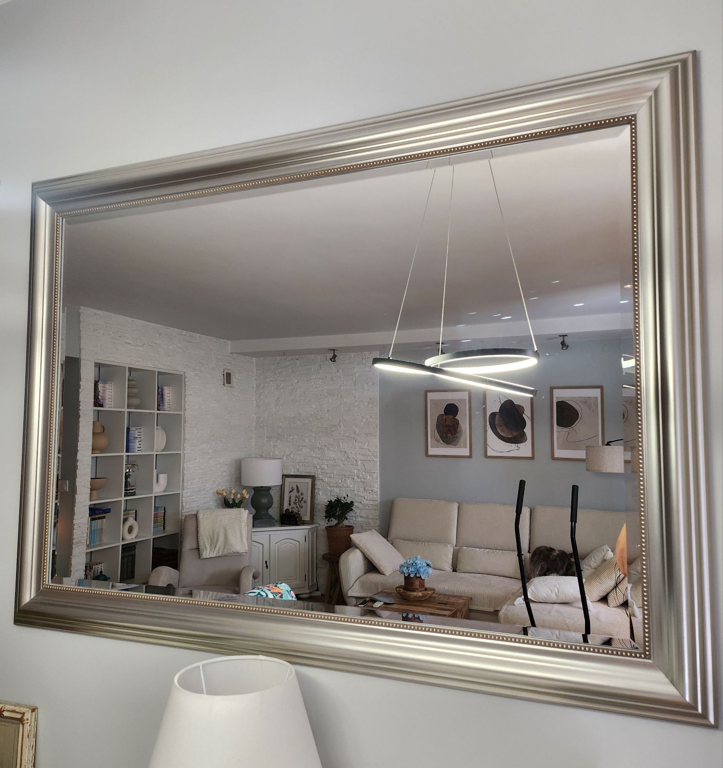 Ikea duże lustro ścienne srebrne