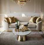 Sofa glamour ekskluzywna do salonu, beżowa złota FLORENCE