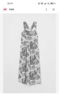 Сукня платье h&m графічний малюнок міді віскоза льон сарафан xs-s