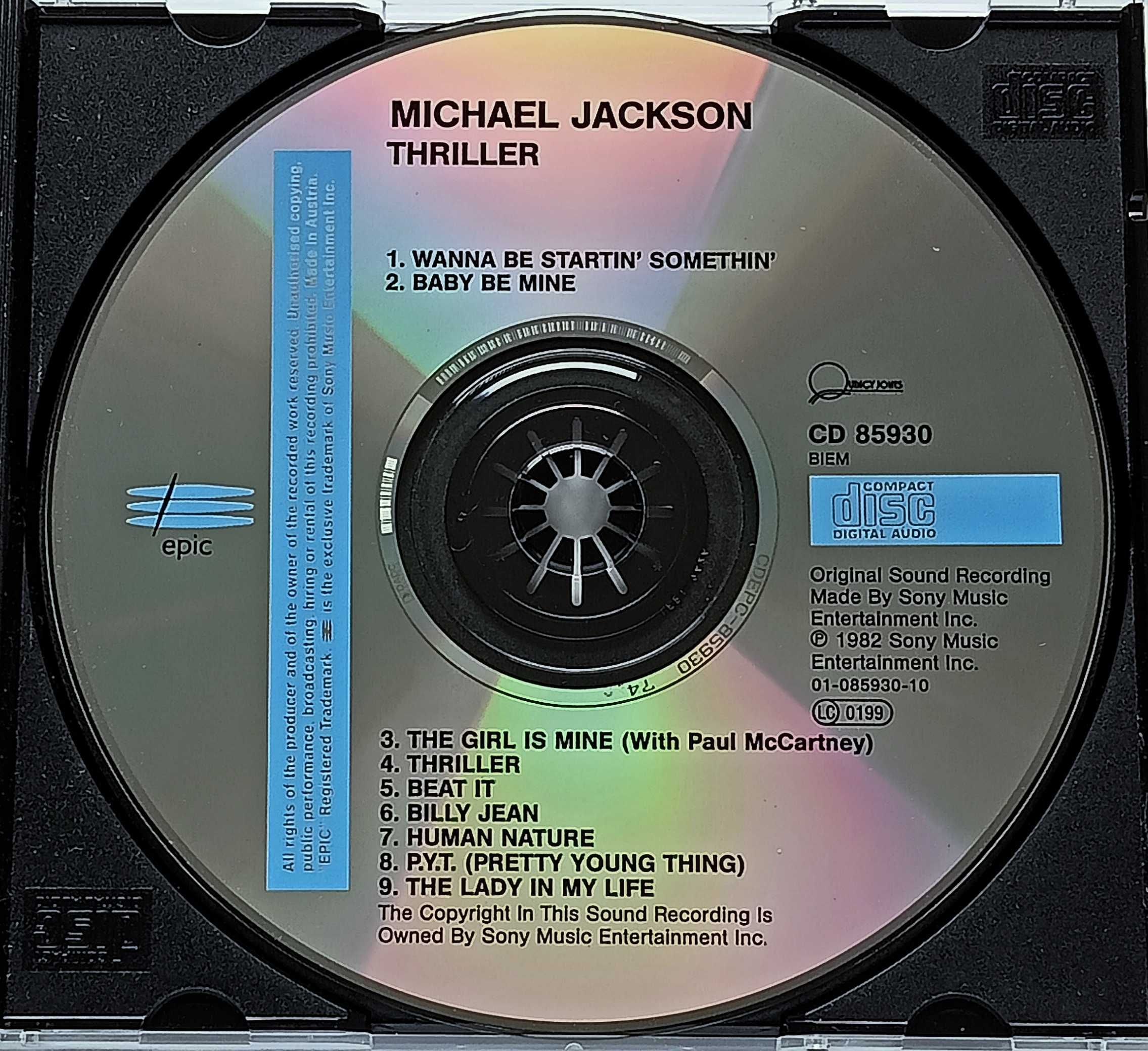 Michael Jackson – Thriller CD 1982, stare wydanie !