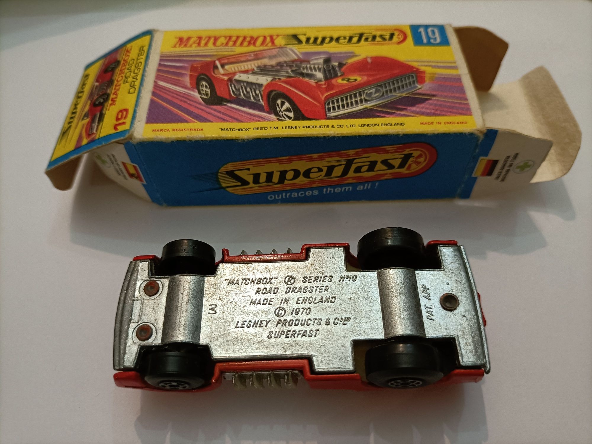 Matchbox Superfast, Road Drasgster, n° 19 de 1970, com caixa reparada