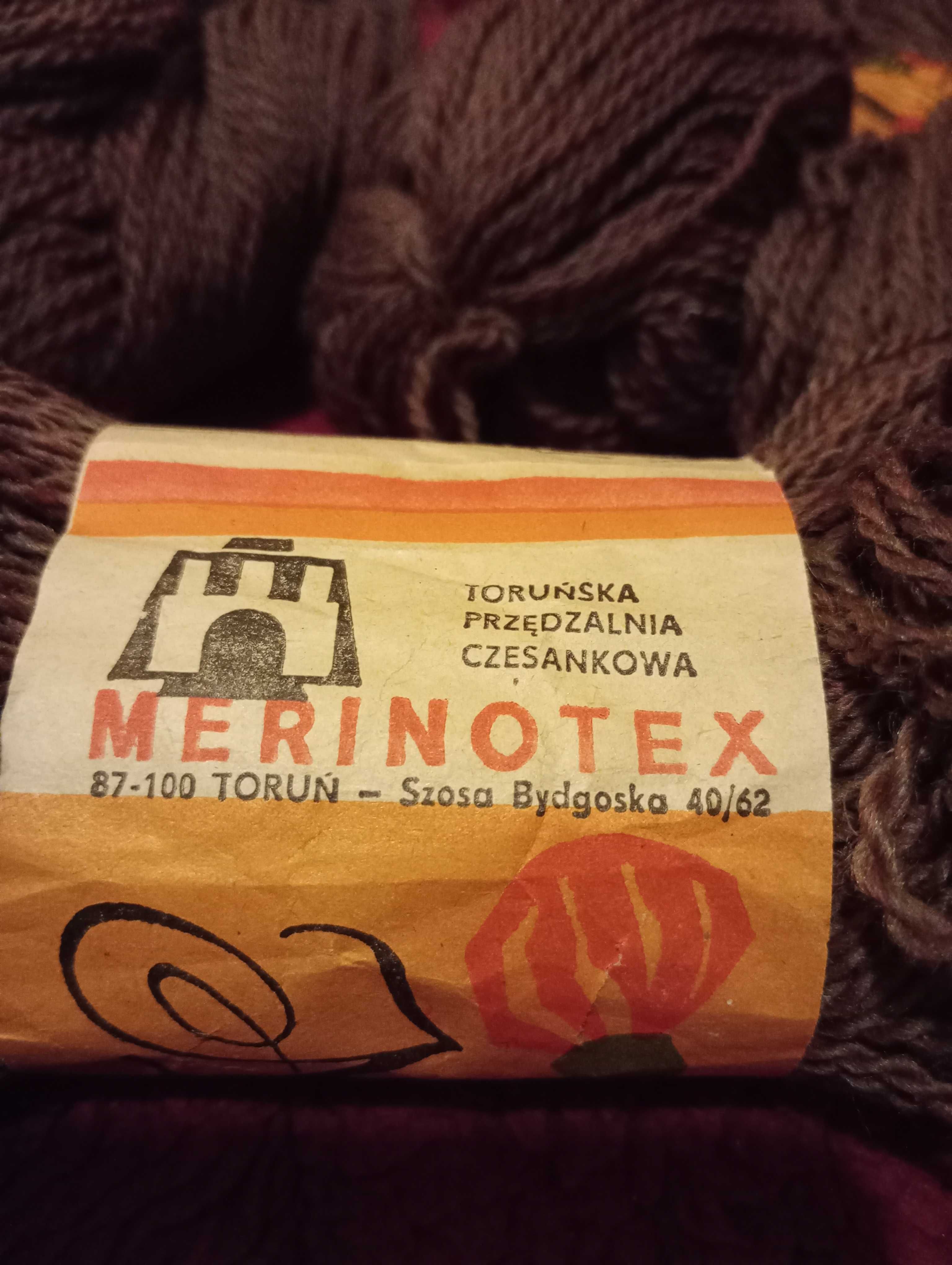 Włóczka PRL Merina Merinotex brązowa 6 sztuk