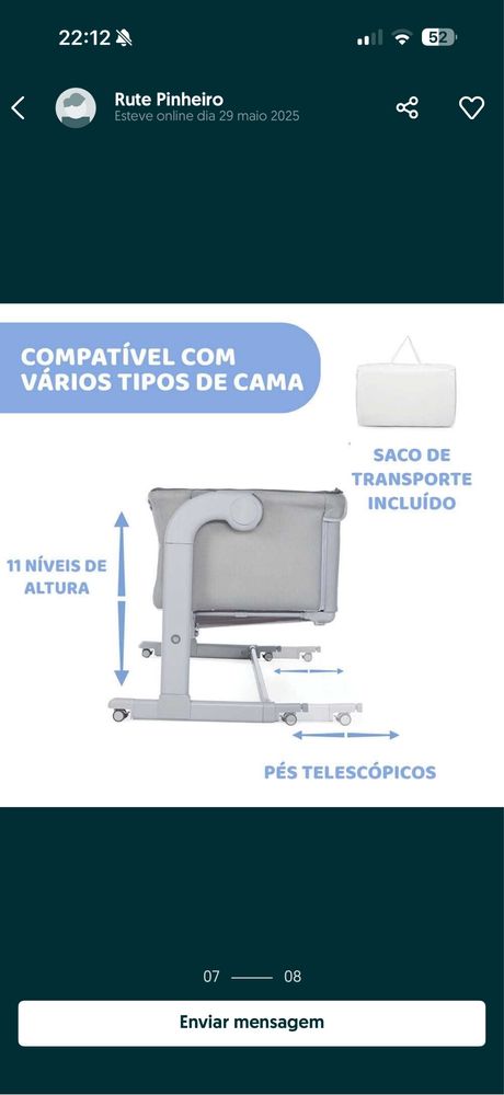 Berço Next2Me Chicco Magic Cool Grey