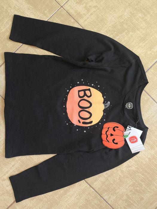 NOWA śliczna bluzka HALLOWEEN brokatowy nadruk Boo 122 Smyk Dynia