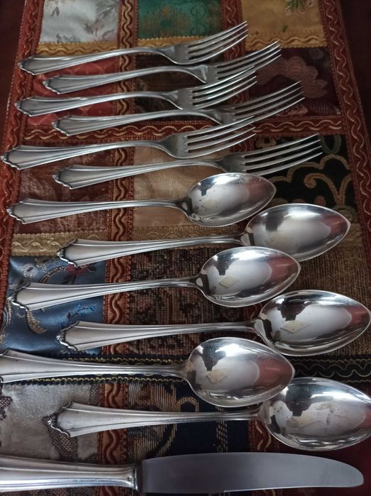 Sztućce srebrne Pr800 Piotr Łątkowski Warszawa super stan 6 osób 1400g