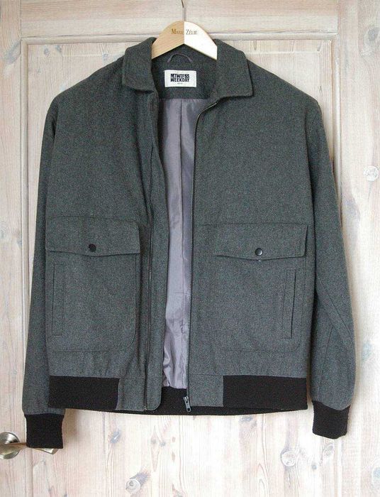 wiosenno - jesienna szara kurtka pilotka MTWTFSS WEEKDAY - wełna - M