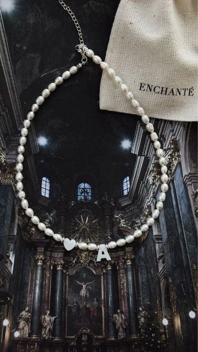 Намисто з пермамутру з літерою.Чокер .Ручна робота