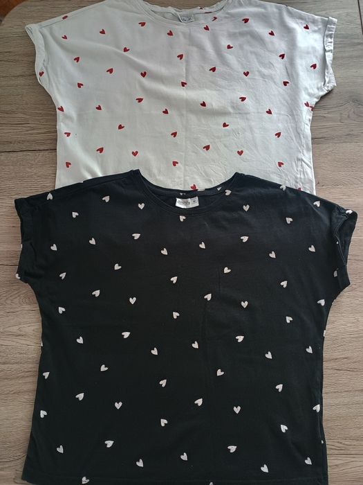 Dwa t shirty w serduszka rozmiar M