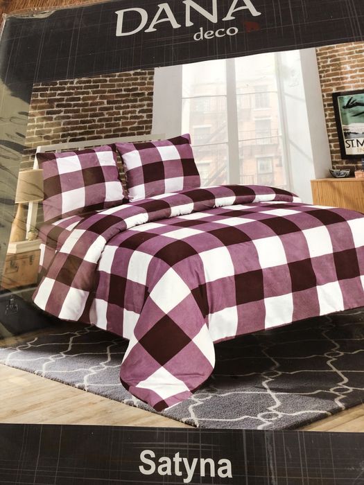 Komplet pościeli Dana Deco Bawełna Satyna 160x200  Krata podwójna