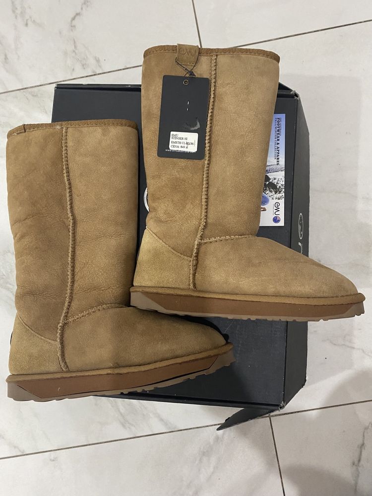 Śniegowce EMU skóra naturalna owcza nowe chestnut