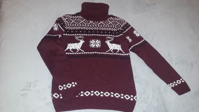 Теплый вязаный свитер с оленями мальчику, Goldi кофта