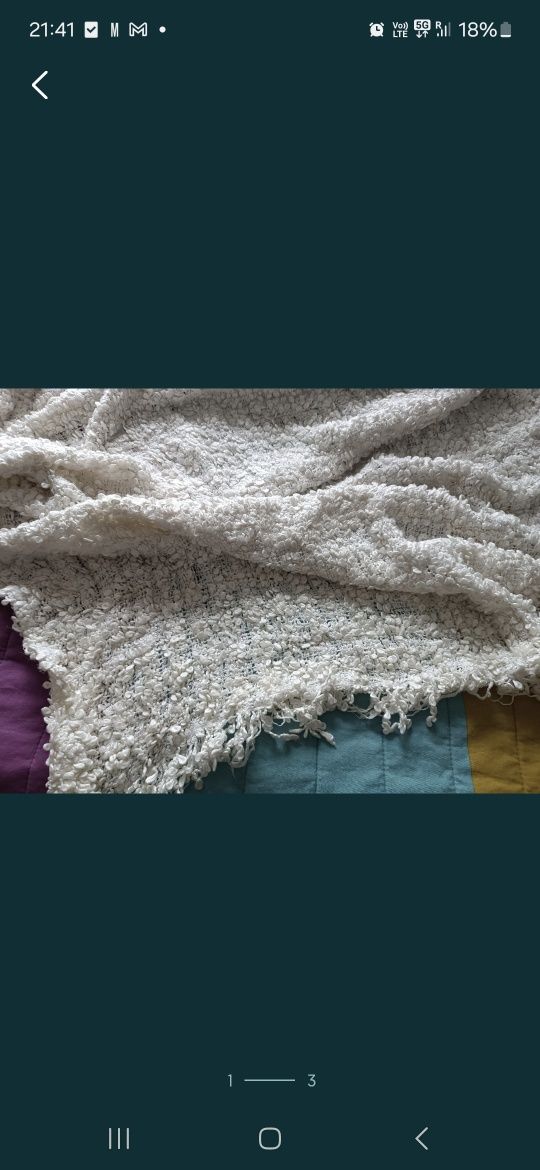 Wysylka 1 zl Ikea ofelia kremowy koc pled boucle 170x130 sinsay home
