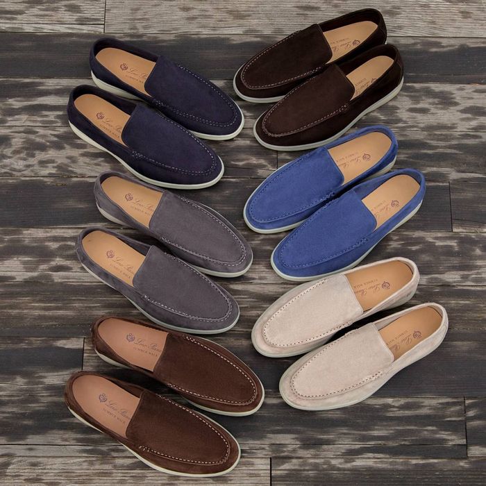 р36-45 Лофери Loro Piana Loafers Grey Blue Brown Beige