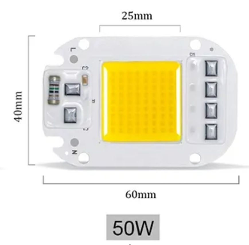 Светодиодная LED матриця 10,20, 30, 50,   watt CHIP 220v ( встроены