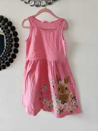 Bawełniana letnia sukienka dla dziewczynki królik h&m 122 128