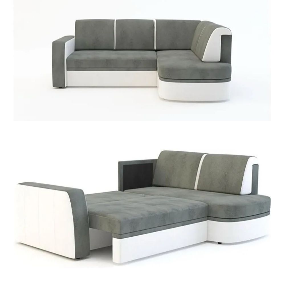 Szary naroznik sofa Nessi Agata Meble funkcja spania pojemniki