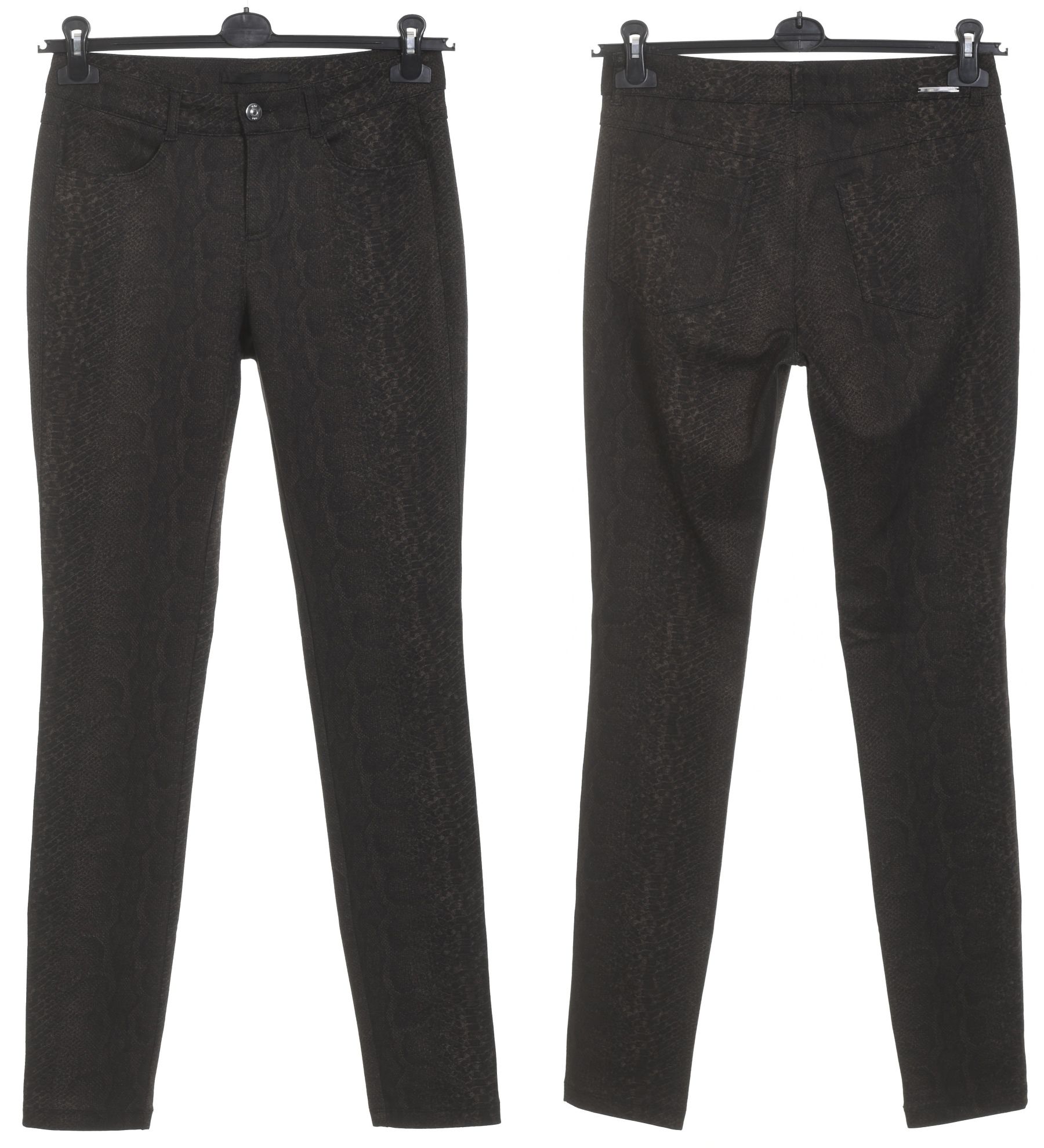 MAC JEANS COSIMA legginsy wężowa skóra brąz r. 36