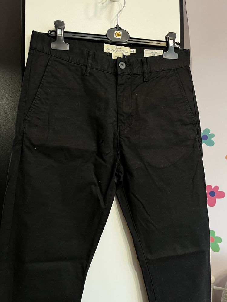 czarne spodnie meskie rurki h&m 29 skinny garniturowe eleganckie