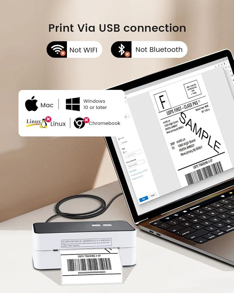 Termiczna drukarka etykiet vretti USB, drukarka etykiet wysyłkowych,