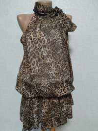 Стильне чарівне леопардове плаття-туніка, розмір 50