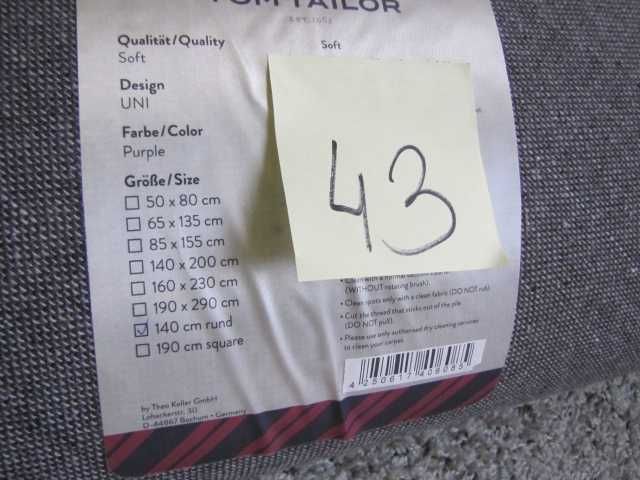 Dywan chodnik okrągły 140cm Tom Tailor Soft Uni fioletowy miękki