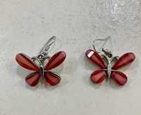 Kolczyki srebrne - czerwone motyle