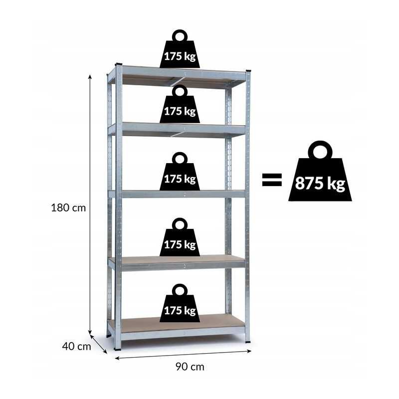 Regał magazynowy metalowy  szafka  półka  180 x 90 x 40 cm SOLIDNY