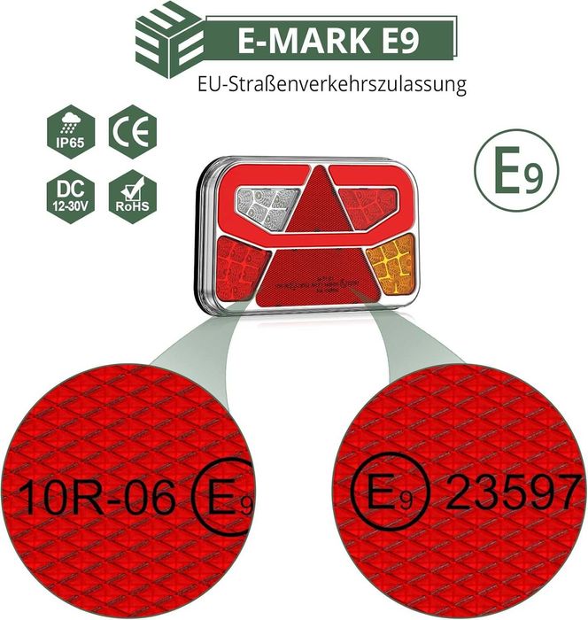 Zestaw świateł tylnych przyczepy EYPINS E-Mark E9 12V-30 60 LED 5M
