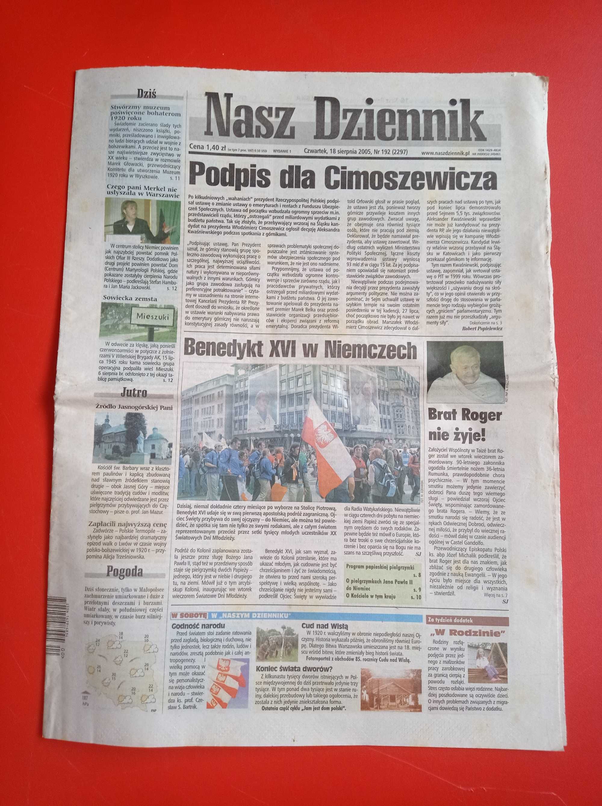 Nasz Dziennik, nr 192/2005, 18 sierpnia 2005