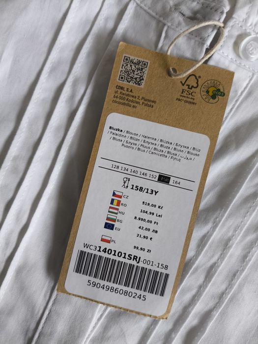 Koszula dziewczęca 158 Coccodrillo nowa