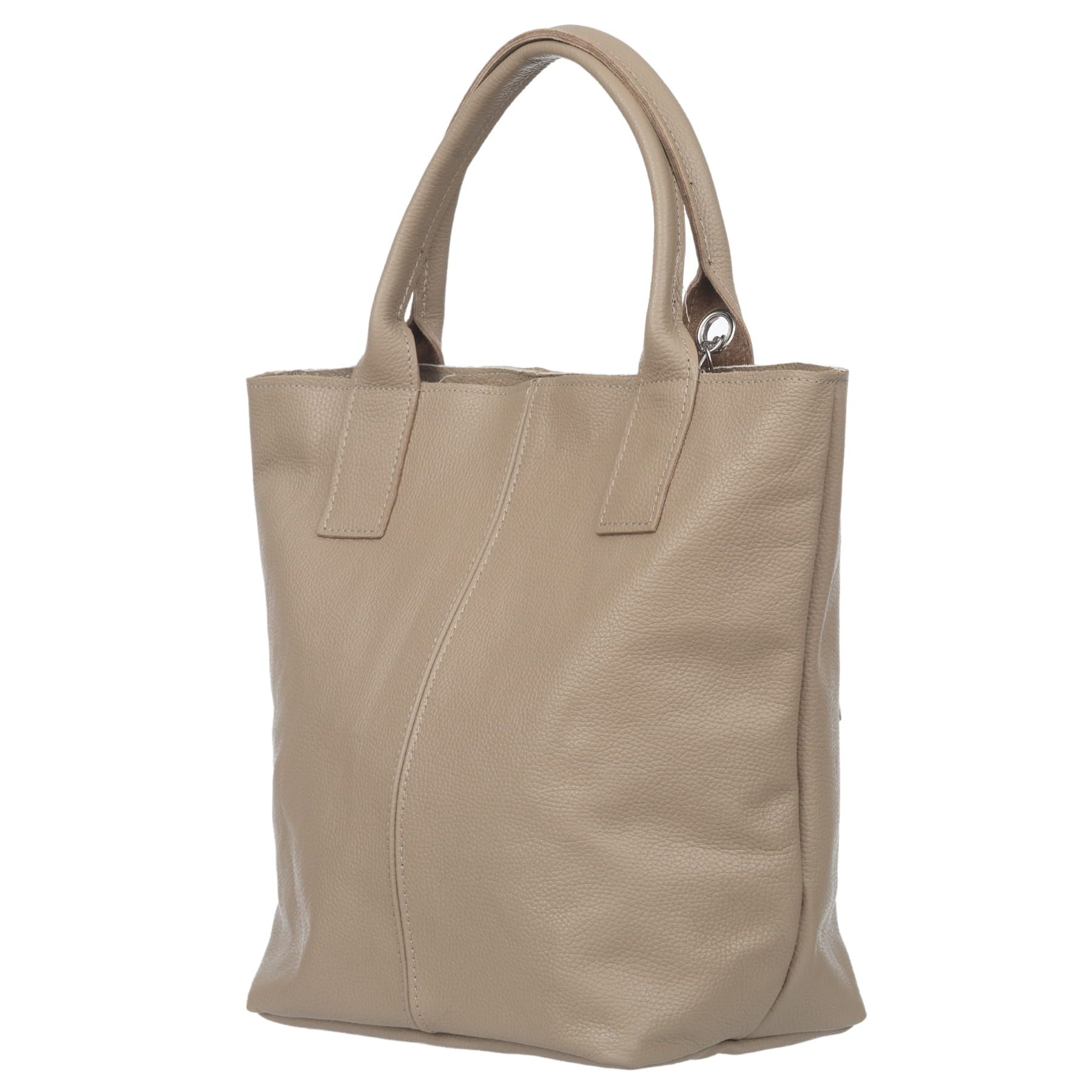 VERA PELLE torebka skórzana shopper z długimi rączkami V619 taupe