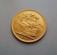 Золотая монета Соверен 1911г-король Георг 5(Англия)-8 грамм-917 проба