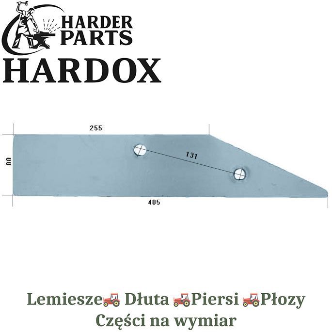 Płoza krótka Rabewerk HARDOX 2708.070 części pługa 2Xlepsze niż Borowe