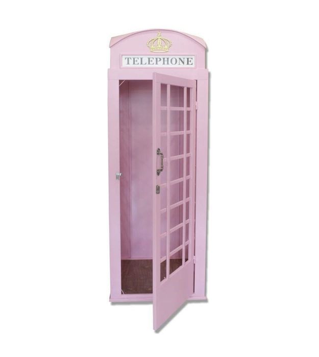 Cabine telefónica vintage cor de rosa