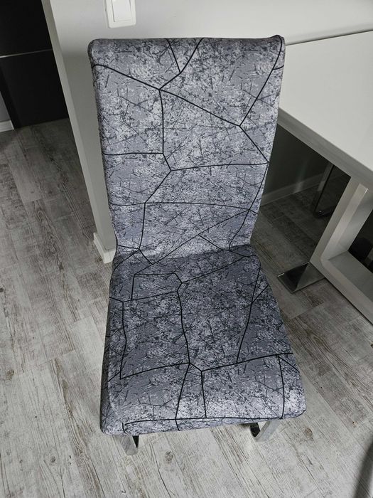 Pokrowce na krzesła elastyczne 4 sztuki wzór szary