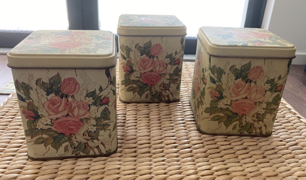 3 caixas latas decoração vintage