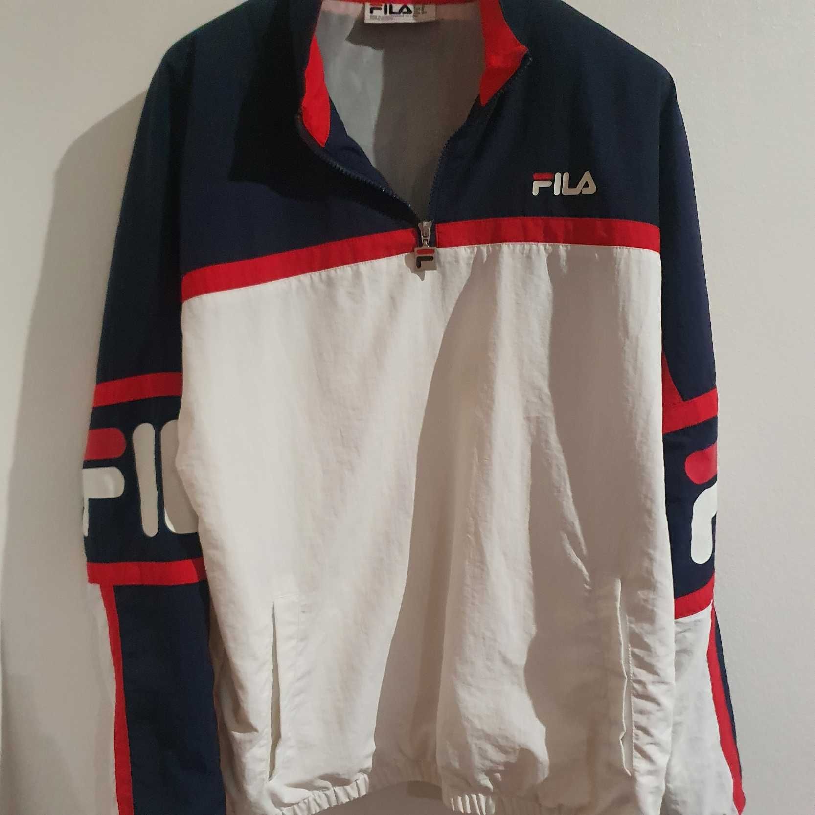 Pullover branco e azul com fecho masca fila Portes Gratis